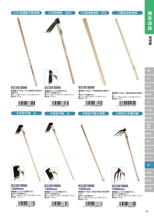 Amazon | 千吉 金 福井型三つ鍬 のみ先 4.5尺 | くわ